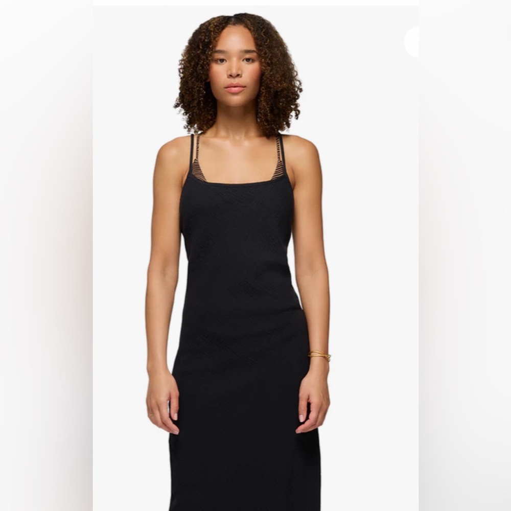 Prana Hideaways Black Maxi cotton gauze resort Dress beach cover raw edge LARGE